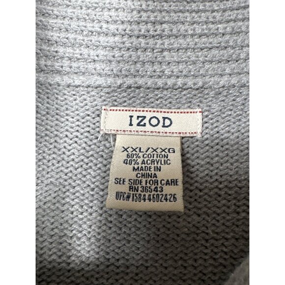 Izod Womens Cardigan Cable Knit Gray Sweater With Button Collar XXL - Picture 2 of 16